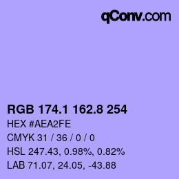カラーコード: RGB 174.1 162.8 254 | qconv.com