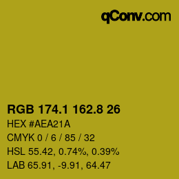 カラーコード: RGB 174.1 162.8 26 | qconv.com
