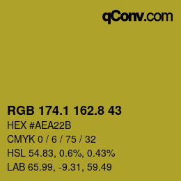 カラーコード: RGB 174.1 162.8 43 | qconv.com