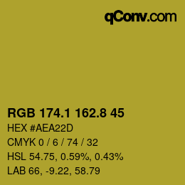 カラーコード: RGB 174.1 162.8 45 | qconv.com