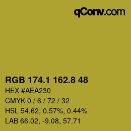 カラーコード: RGB 174.1 162.8 48 | qconv.com