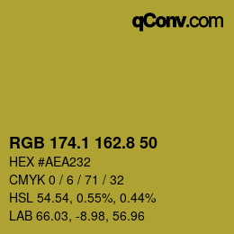 カラーコード: RGB 174.1 162.8 50 | qconv.com