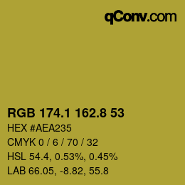 カラーコード: RGB 174.1 162.8 53 | qconv.com