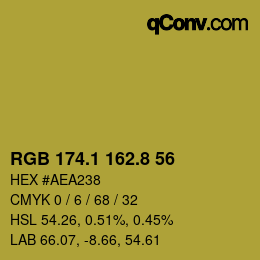 カラーコード: RGB 174.1 162.8 56 | qconv.com