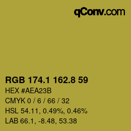 カラーコード: RGB 174.1 162.8 59 | qconv.com