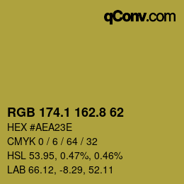 カラーコード: RGB 174.1 162.8 62 | qconv.com