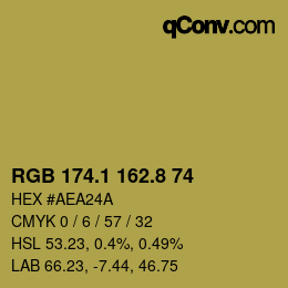 Color code: RGB 174.1 162.8 74 | qconv.com