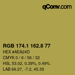 カラーコード: RGB 174.1 162.8 77 | qconv.com
