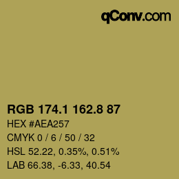 カラーコード: RGB 174.1 162.8 87 | qconv.com