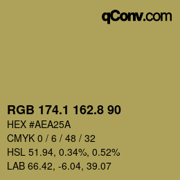 Color code: RGB 174.1 162.8 90 | qconv.com