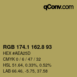 Color code: RGB 174.1 162.8 93 | qconv.com