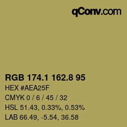 Color code: RGB 174.1 162.8 95 | qconv.com