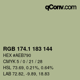 カラーコード: RGB 174.1 183 144 | qconv.com