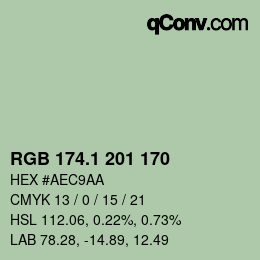カラーコード: RGB 174.1 201 170 | qconv.com