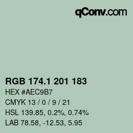 Color code: RGB 174.1 201 183 | qconv.com
