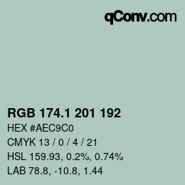 Color code: RGB 174.1 201 192 | qconv.com