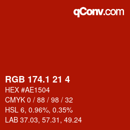 カラーコード: RGB 174.1 21 4 | qconv.com