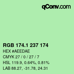 カラーコード: RGB 174.1 237 174 | qconv.com