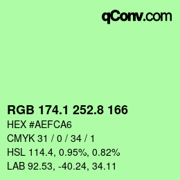 カラーコード: RGB 174.1 252.8 166 | qconv.com