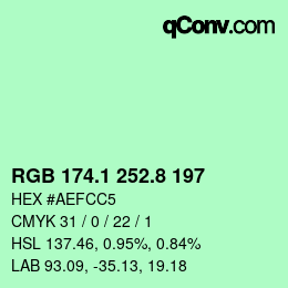 カラーコード: RGB 174.1 252.8 197 | qconv.com
