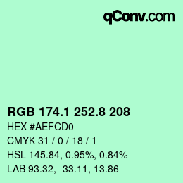 カラーコード: RGB 174.1 252.8 208 | qconv.com