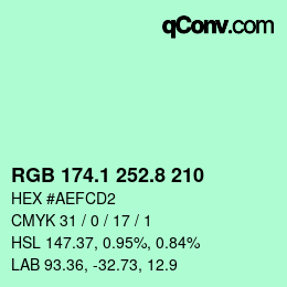 Color code: RGB 174.1 252.8 210 | qconv.com