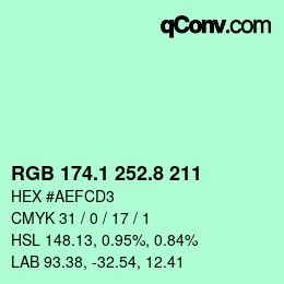 カラーコード: RGB 174.1 252.8 211 | qconv.com
