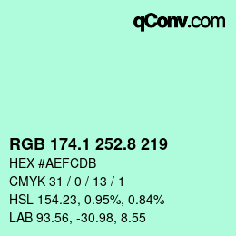 カラーコード: RGB 174.1 252.8 219 | qconv.com