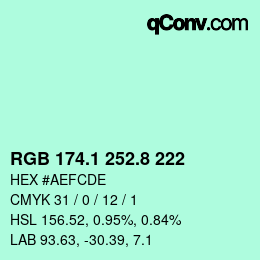 カラーコード: RGB 174.1 252.8 222 | qconv.com