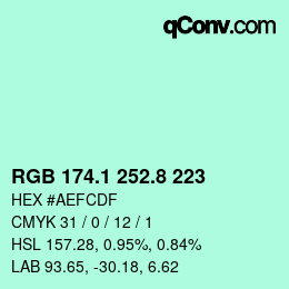 カラーコード: RGB 174.1 252.8 223 | qconv.com