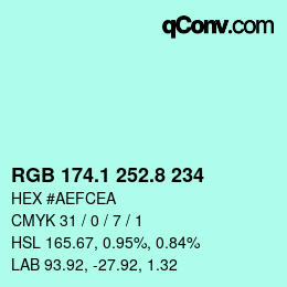 Color code: RGB 174.1 252.8 234 | qconv.com