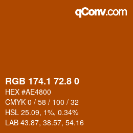 Farbcode: RGB 174.1 72.8 0 | qconv.com