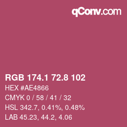 カラーコード: RGB 174.1 72.8 102 | qconv.com
