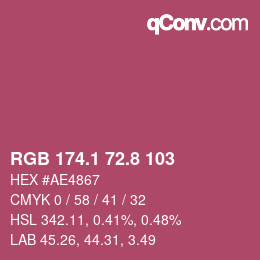 カラーコード: RGB 174.1 72.8 103 | qconv.com