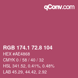 カラーコード: RGB 174.1 72.8 104 | qconv.com