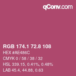 カラーコード: RGB 174.1 72.8 108 | qconv.com