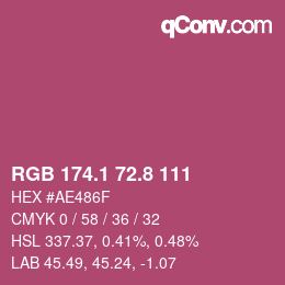 カラーコード: RGB 174.1 72.8 111 | qconv.com