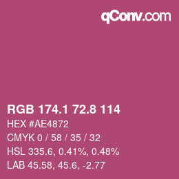 カラーコード: RGB 174.1 72.8 114 | qconv.com