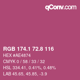 カラーコード: RGB 174.1 72.8 116 | qconv.com