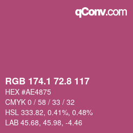 カラーコード: RGB 174.1 72.8 117 | qconv.com