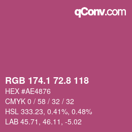 カラーコード: RGB 174.1 72.8 118 | qconv.com