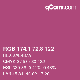 カラーコード: RGB 174.1 72.8 122 | qconv.com