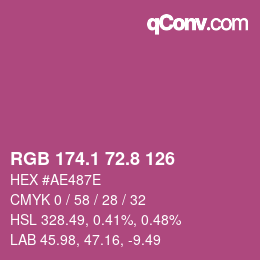 カラーコード: RGB 174.1 72.8 126 | qconv.com