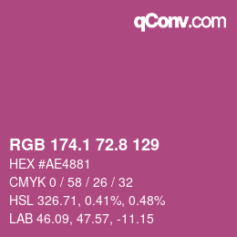 カラーコード: RGB 174.1 72.8 129 | qconv.com