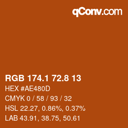 Color code: RGB 174.1 72.8 13 | qconv.com