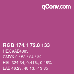 カラーコード: RGB 174.1 72.8 133 | qconv.com