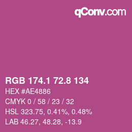 カラーコード: RGB 174.1 72.8 134 | qconv.com