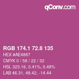 カラーコード: RGB 174.1 72.8 135 | qconv.com
