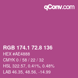 カラーコード: RGB 174.1 72.8 136 | qconv.com