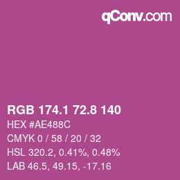 カラーコード: RGB 174.1 72.8 140 | qconv.com